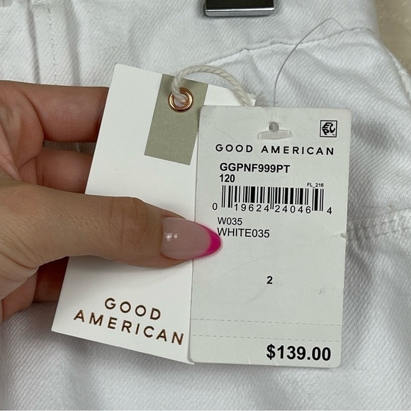Good American Good ‘90s Duster Natural Fray In White035 Jeans Size 2/26 Women - Picture 10 of 16